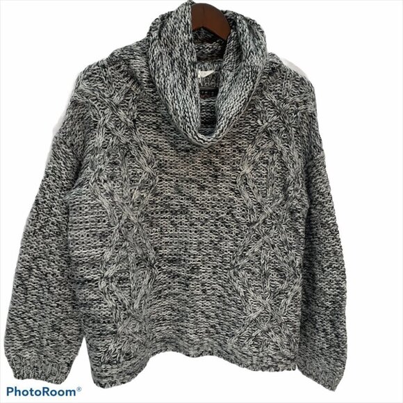 BLUENOTES🌸GREY Chunky Knit Cowl Neck Sweater Grey/Black Size S - Picture 2 of 9